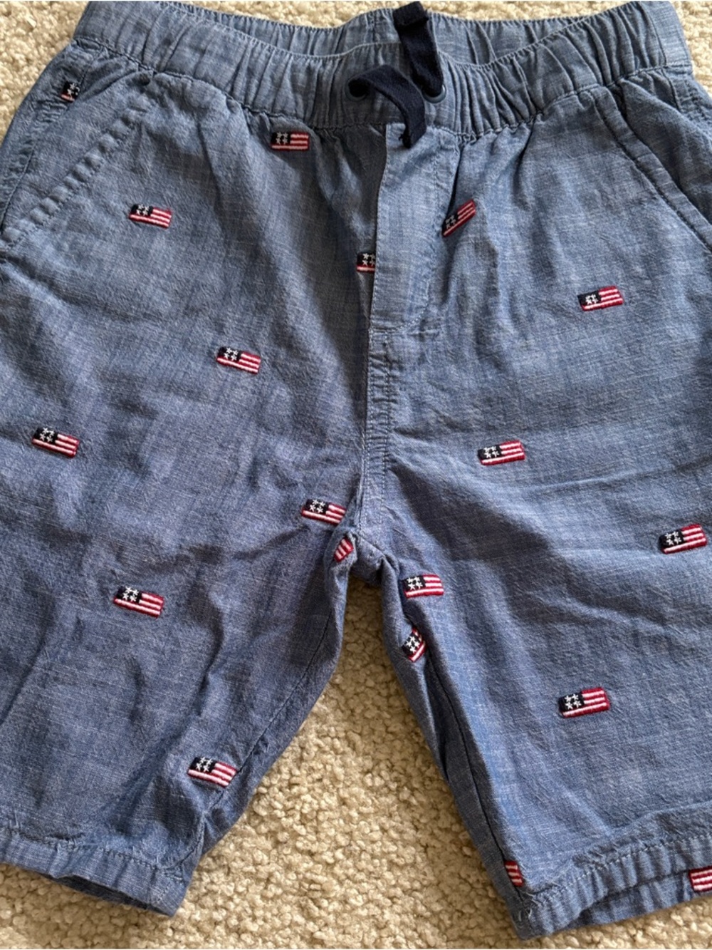 Gymboree Blue Embroidered Flag Kids Shorts size 12